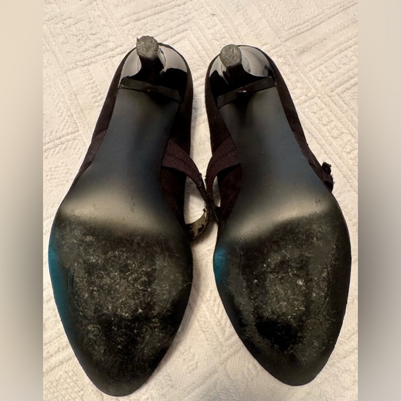 Tahari Size 8.5 Eva heels with beaded embellishments on strap. Black suede. - Picture 7 of 16